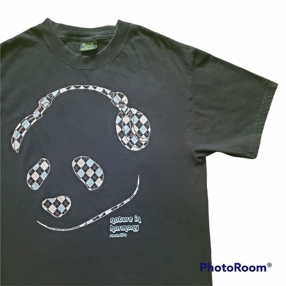 Unbranded Tops - ROOTSLIFE PANDA W HEADPHONES TSHIRT - L